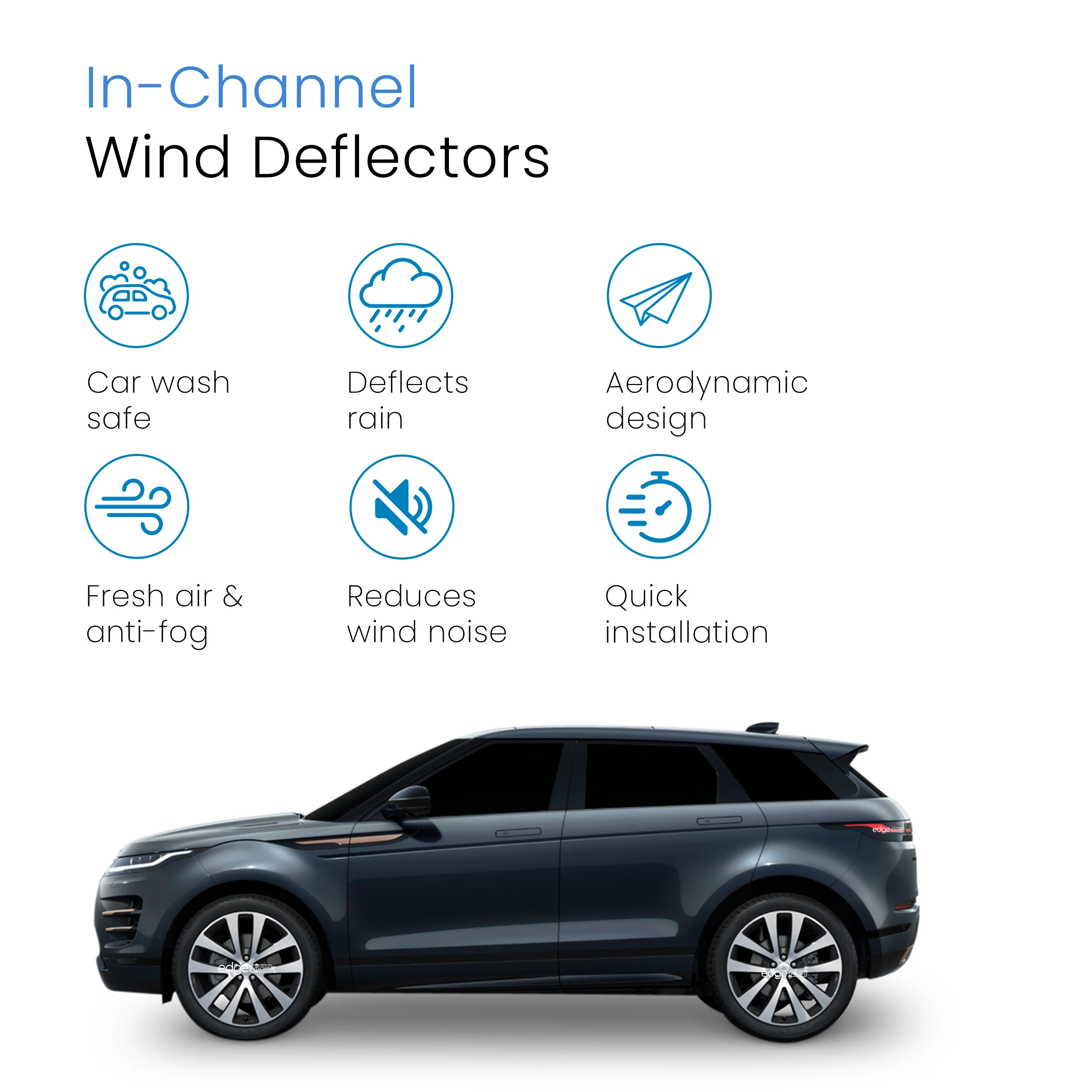 Range Rover Evoque MK2 2018-2024 5 Door SUV Wind Deflectors 4pc - Image 3