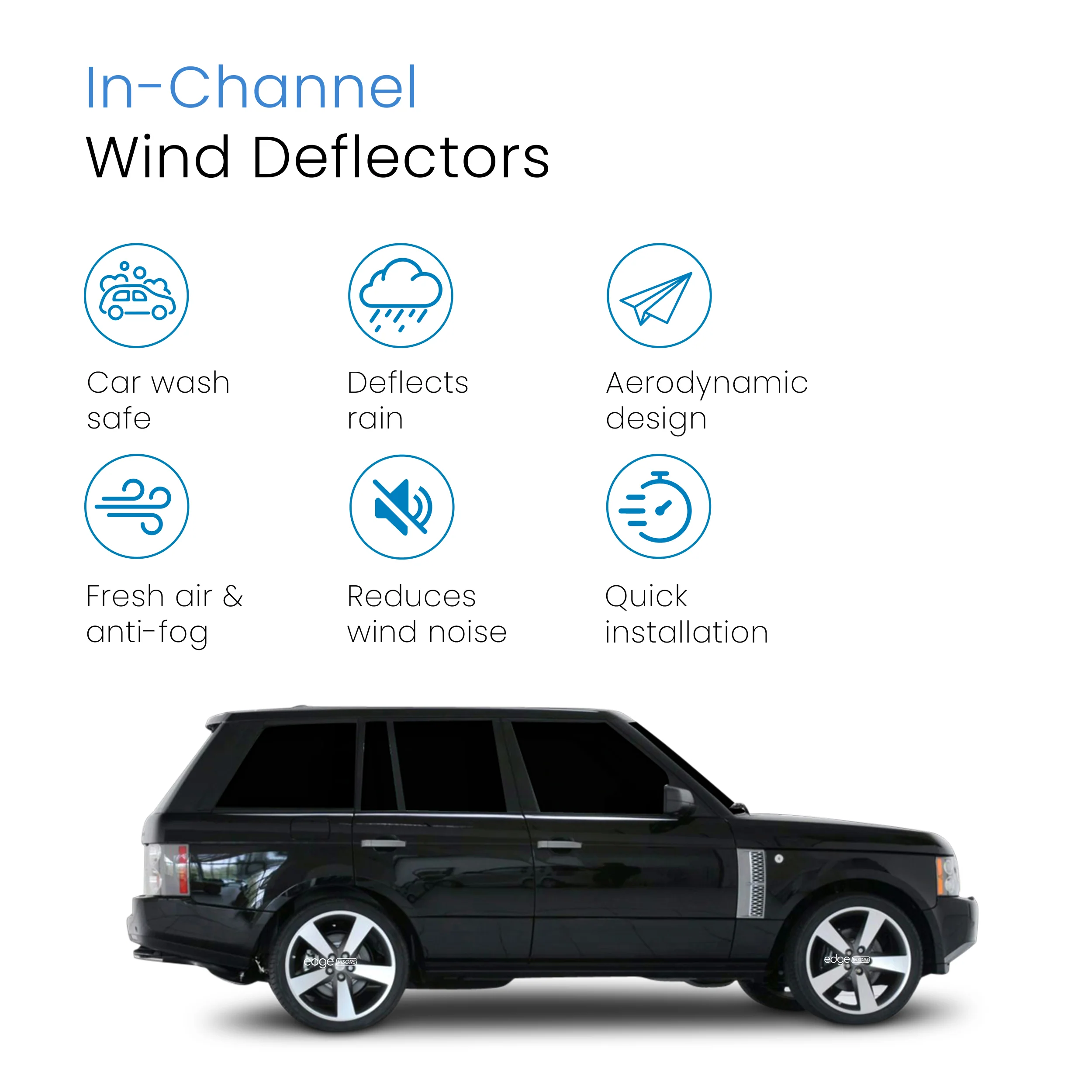 Range Rover MK3 L322 2002-2012 5 Door SUV Wind Deflectors 4pc - Image 3