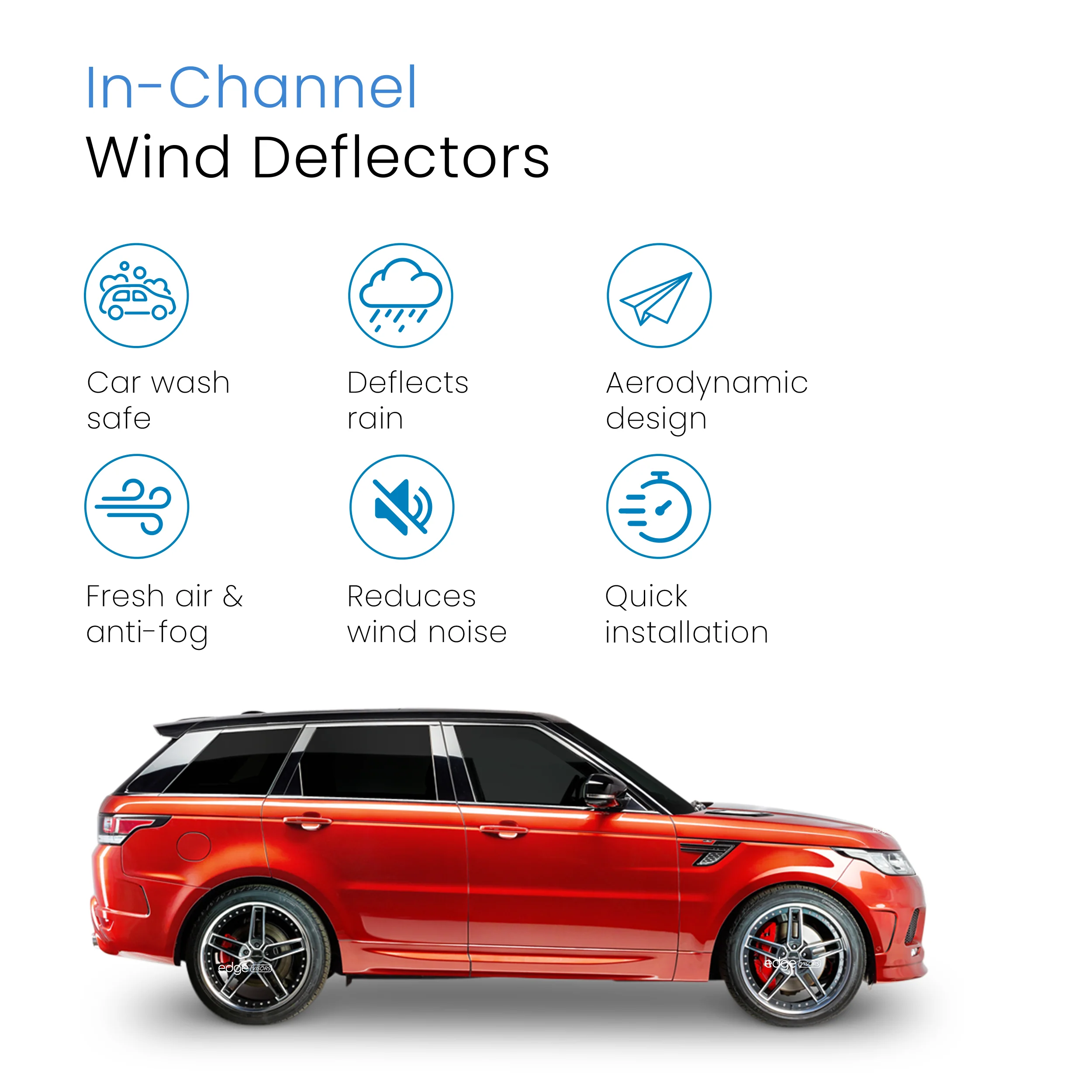 Range Rover Sport MK2 2013-2022 5 Door SUV Wind Deflectors 4pc - Image 3
