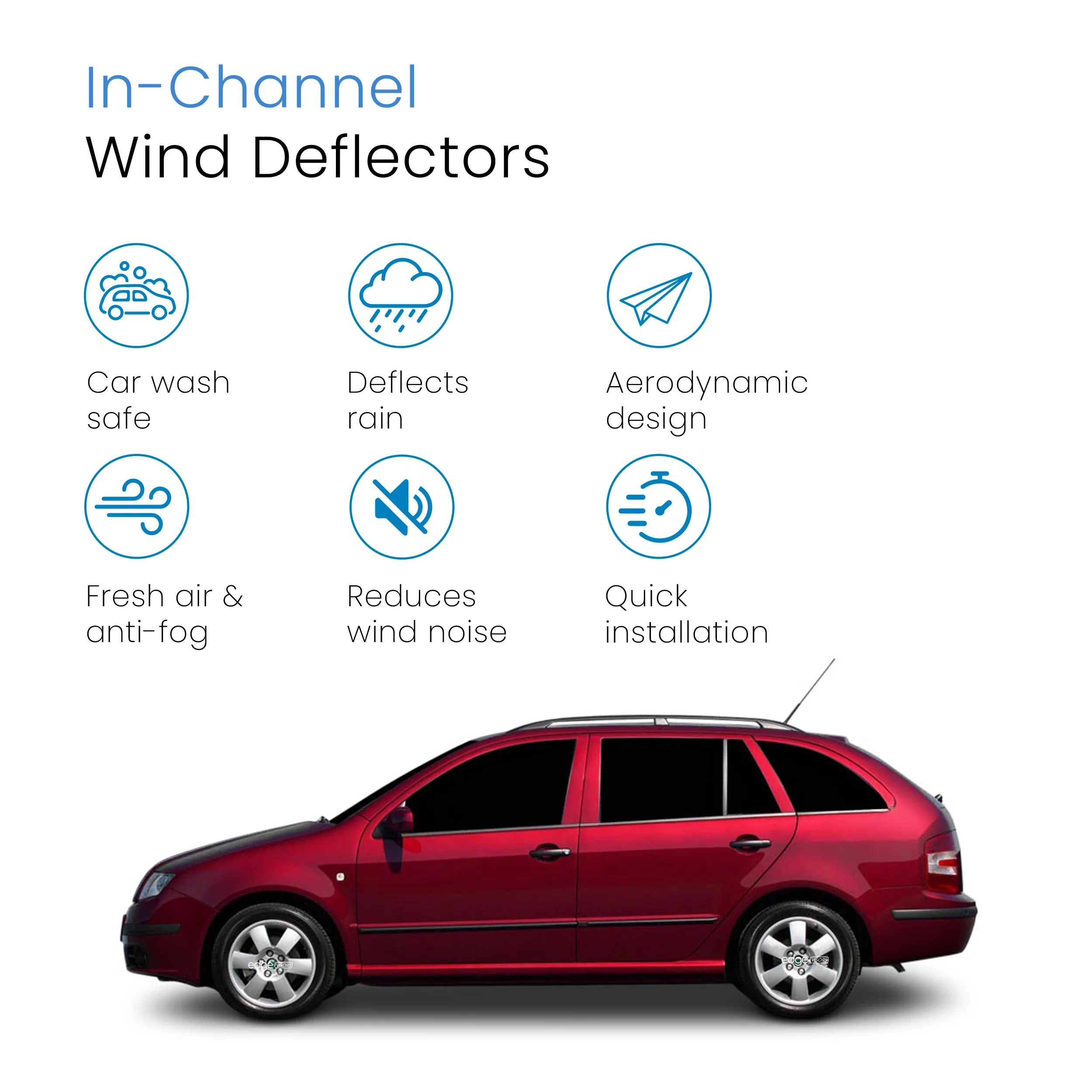 Skoda Fabia MK1 1999-2007 4/5 Door Hatchback or Estate Wind Deflectors 4pc - Image 3