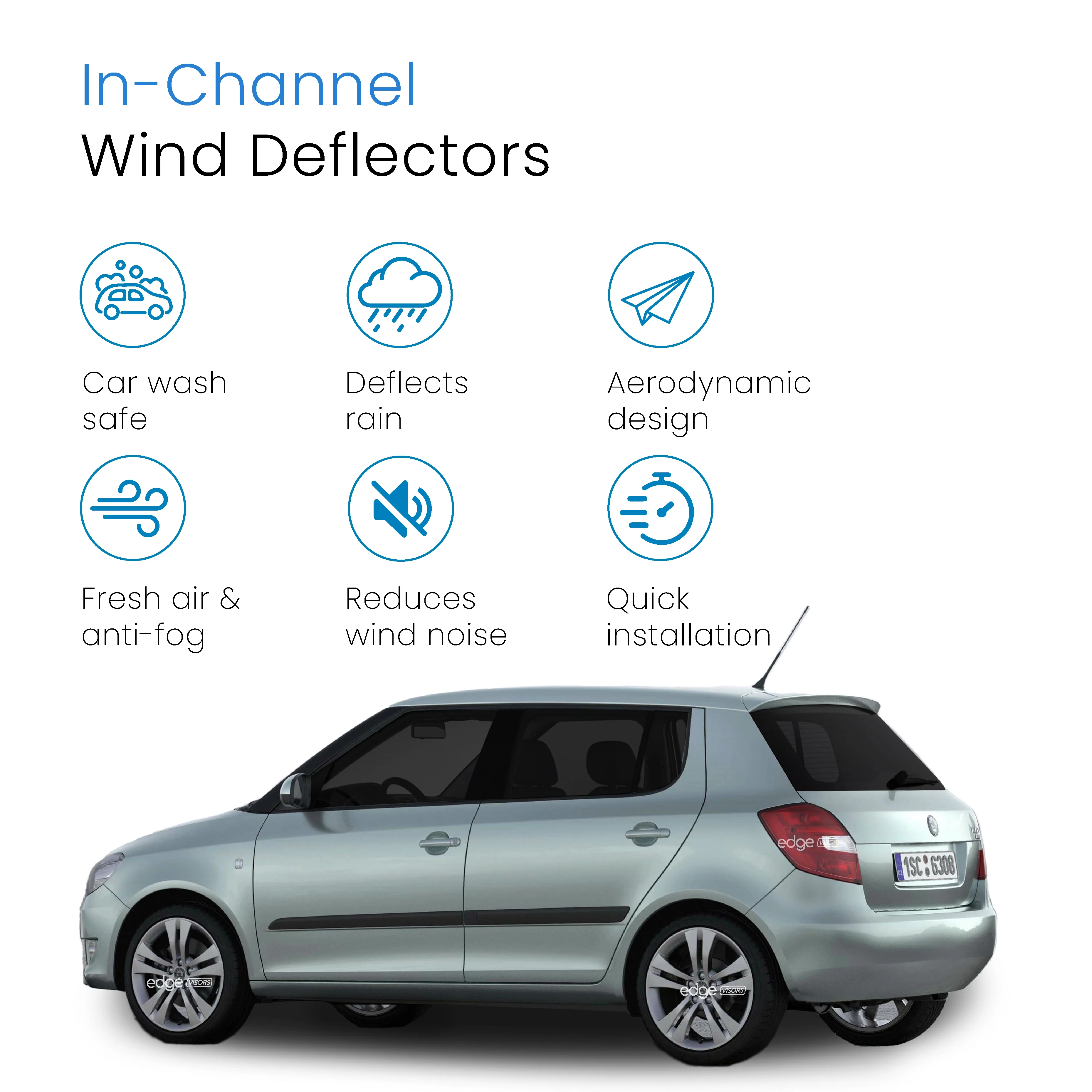 Skoda Fabia MK2 2007-2014 5 Door Hatchback Wind Deflectors 4pc - Image 3