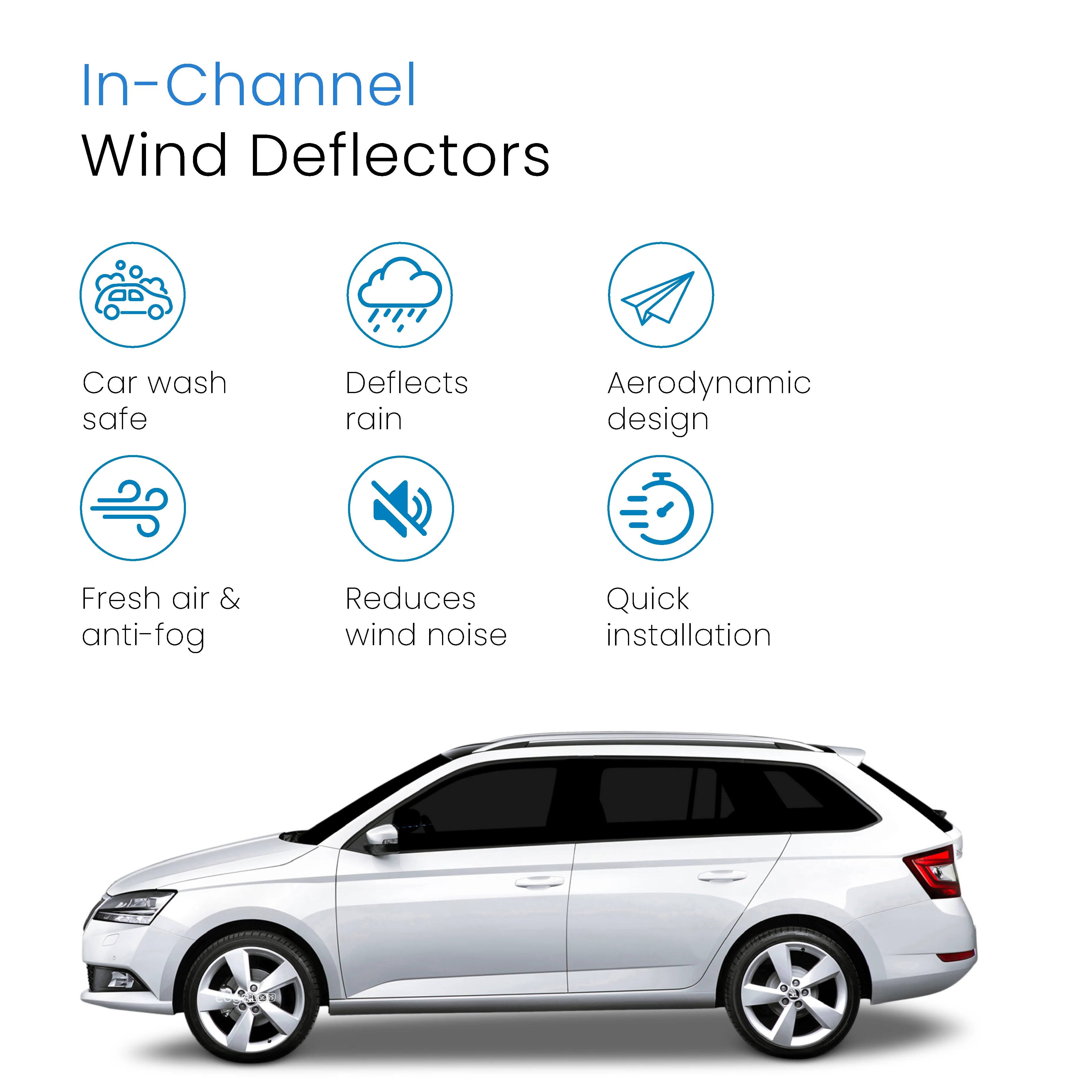 Skoda Fabia MK3 2014-2021 4/5 Door Estate/Hatchback Wind Deflectors 4pc - Image 3