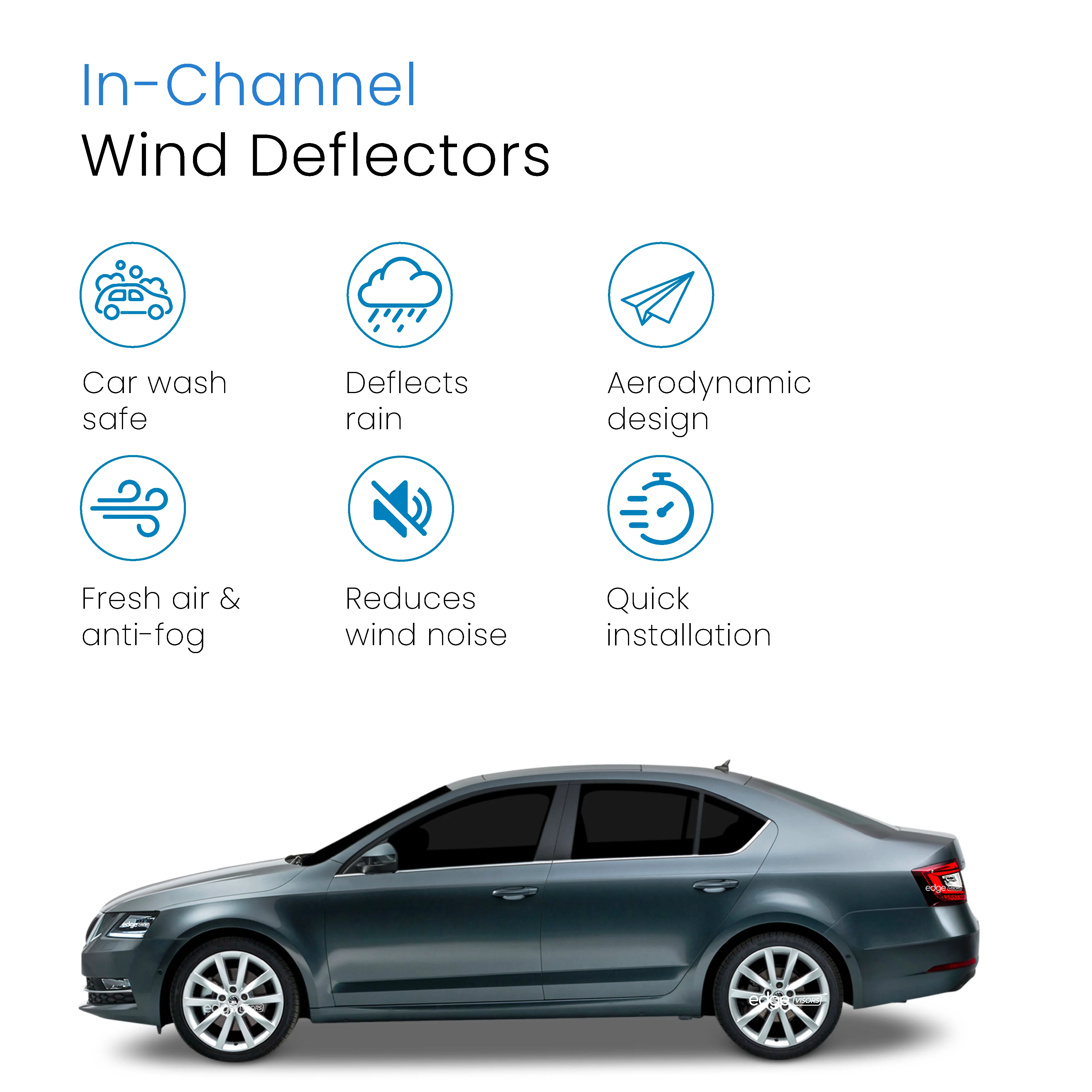 Skoda Octavia MK3 2013-2020 5 Door Hatchback Wind Deflectors 4pc - Image 3