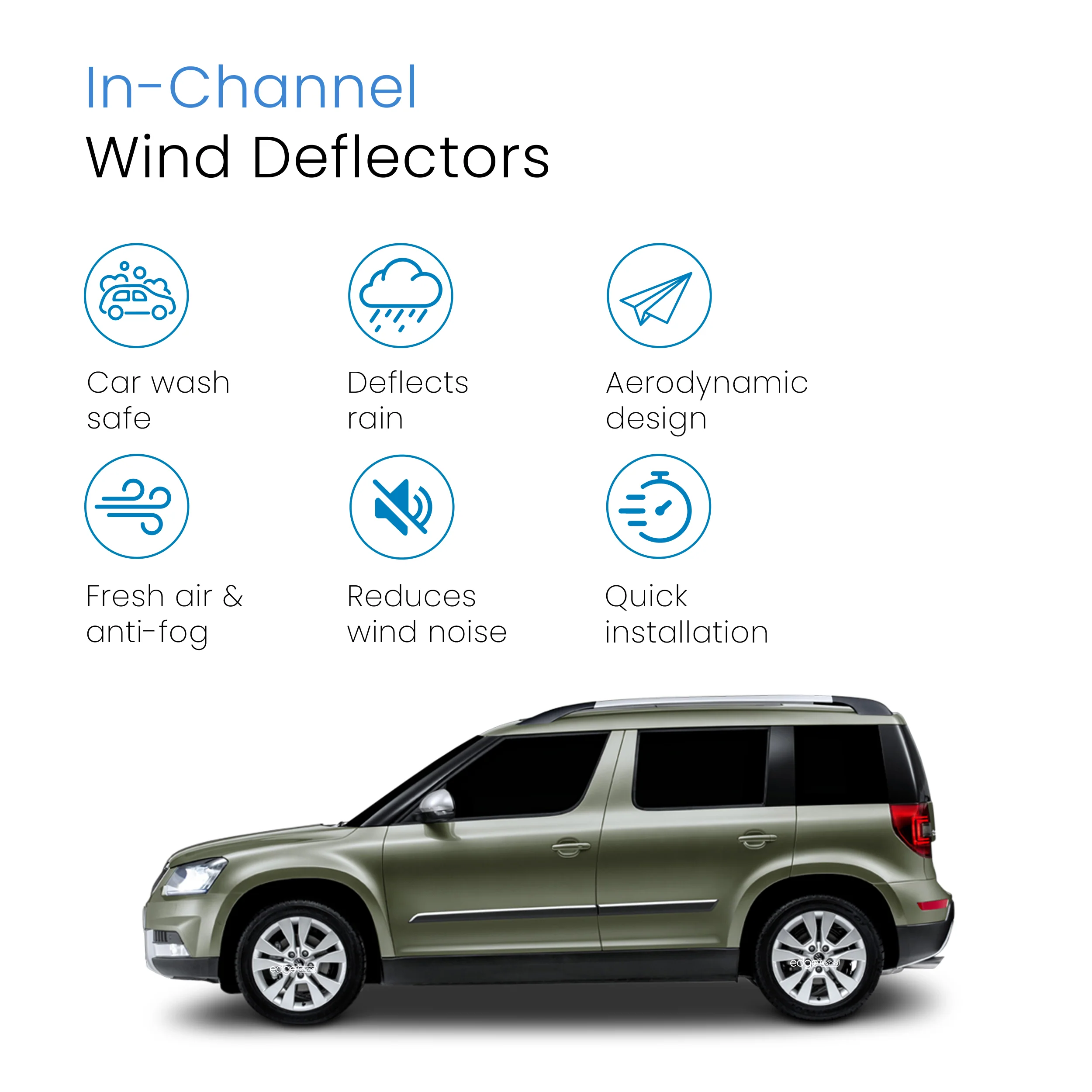 Skoda Yeti MK1 2009-2018 5 Door SUV Wind Deflectors 4pc - Image 3